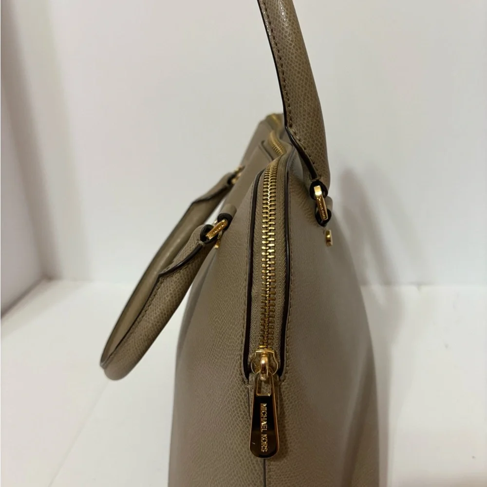 Michael Kors Taupe Satchel with Gold Accents